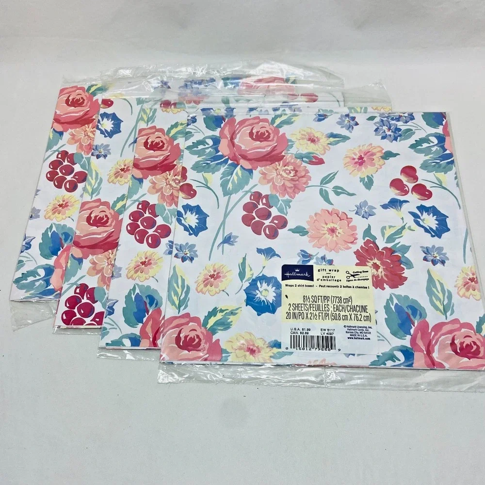 VTG Lot of 4 Hallmark Any Occasion Gift Wrap Sheets: 20